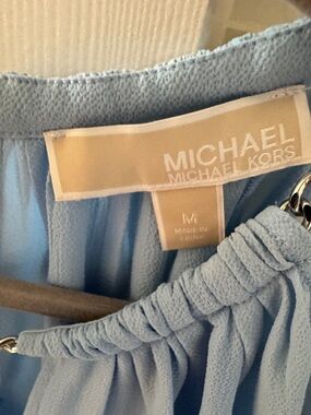 MICHAEL Michael Kors Pale Blue Gathered Sleeveless Top
